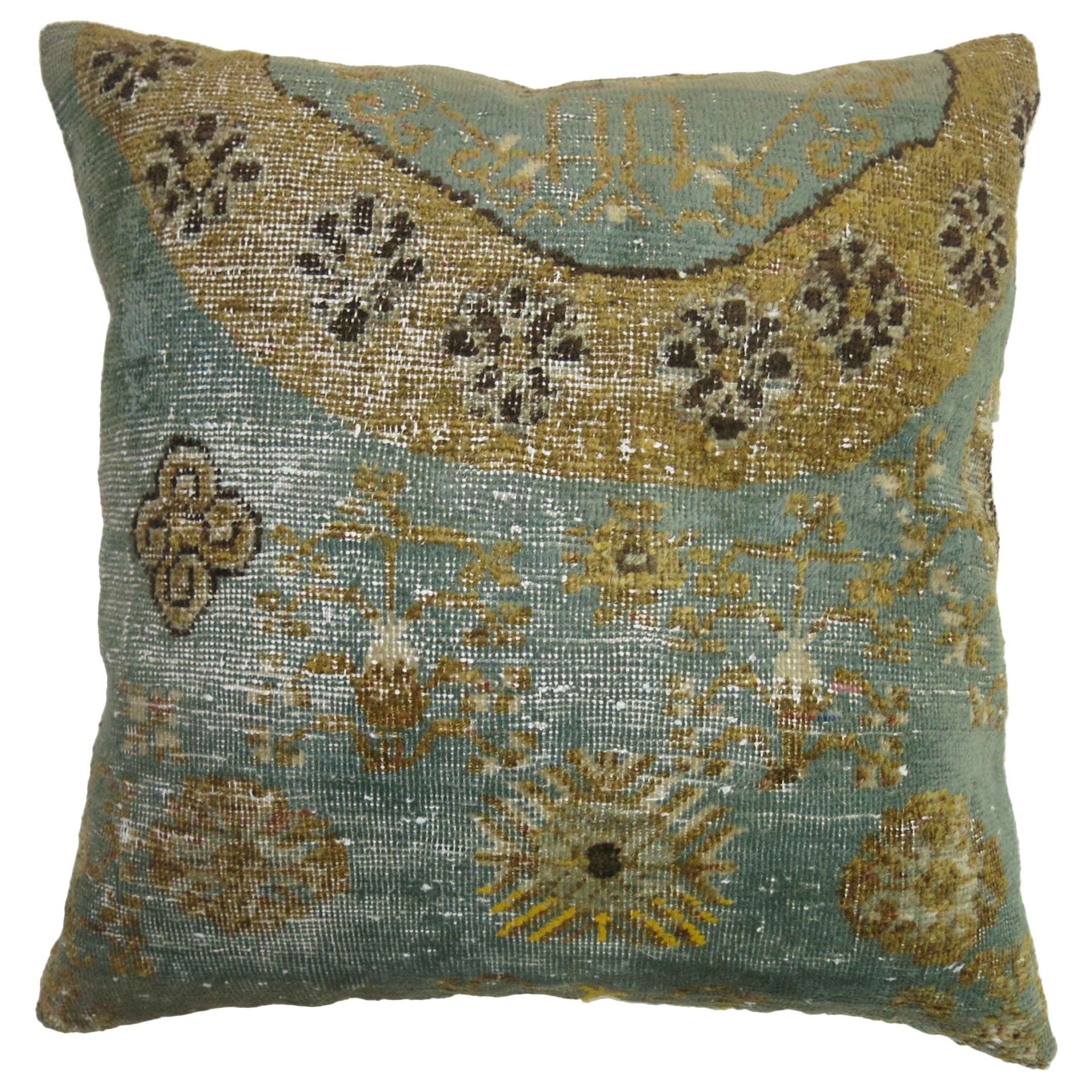 Turquoise Khotan Rug Pillow