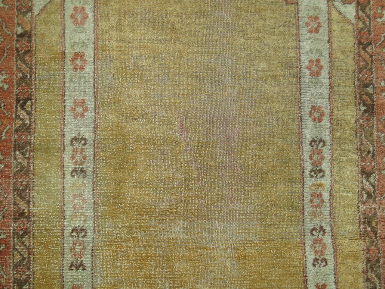 19th Century Angora Oushak Rug with Double Column Prayer Motif For Sale