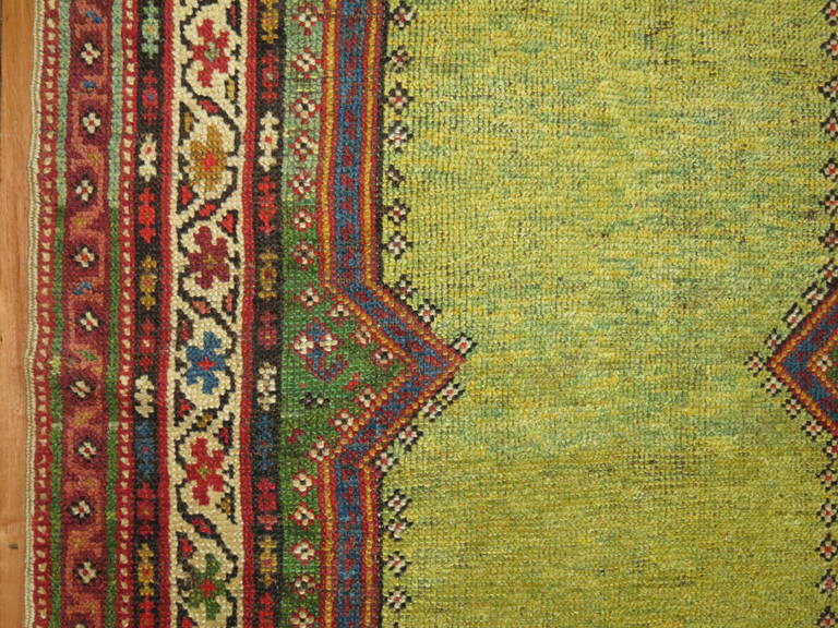 Lime Green Antique Persian Runner In Excellent Condition For Sale In New York, NY