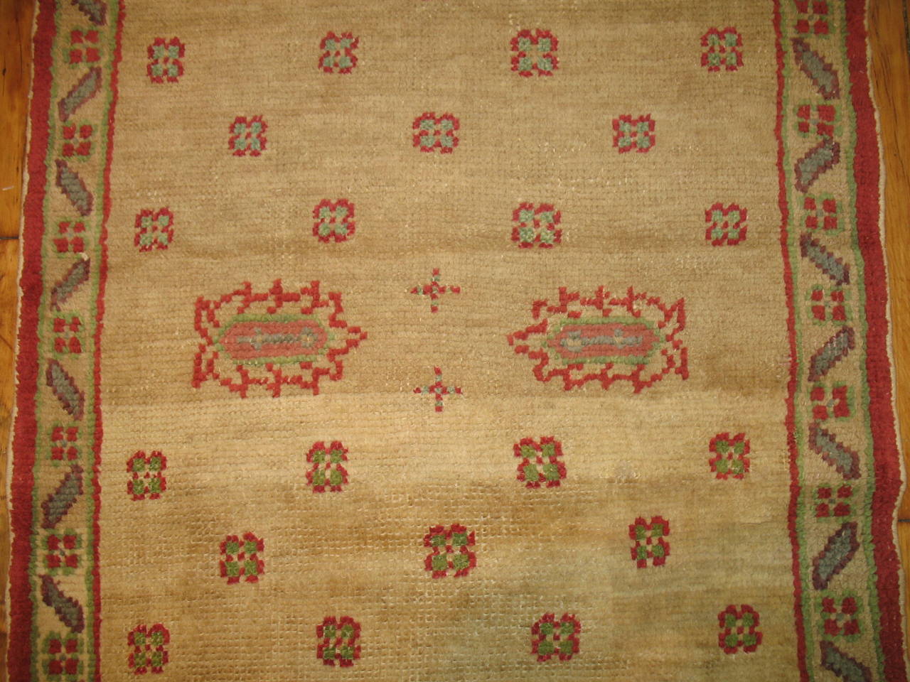 Asian Camel Field Red Accent Antique 20th Century Turkish Oushak Runner