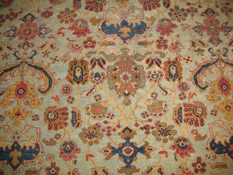 Turquoise Antique Persian Ferehan Rug 2