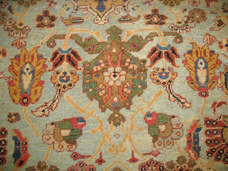 Turquoise Antique Persian Ferehan Rug 3