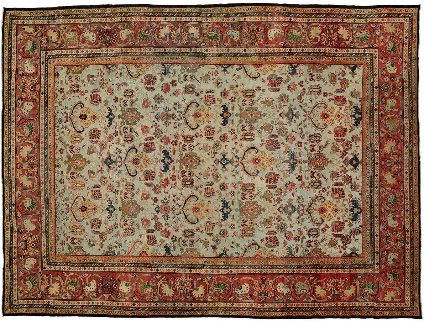 Turquoise Antique Persian Ferehan Rug