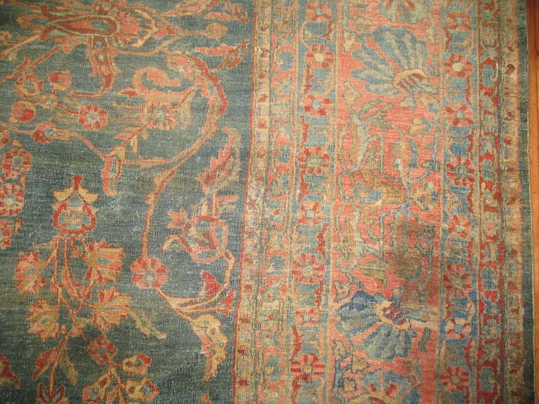 Wool Antique Persian Sarouk For Sale