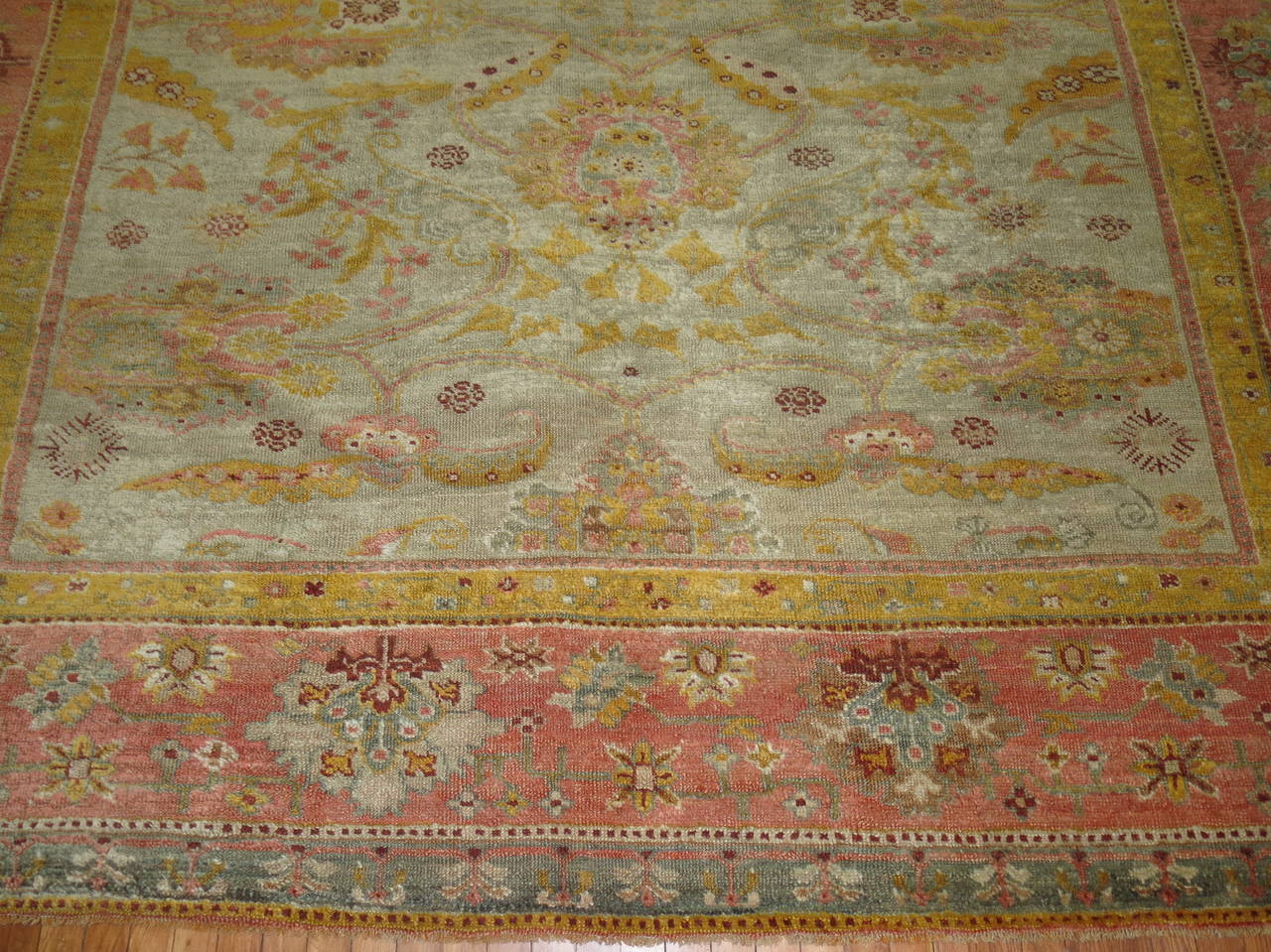 19th Century Antique Turkish Angora Oushak Rug