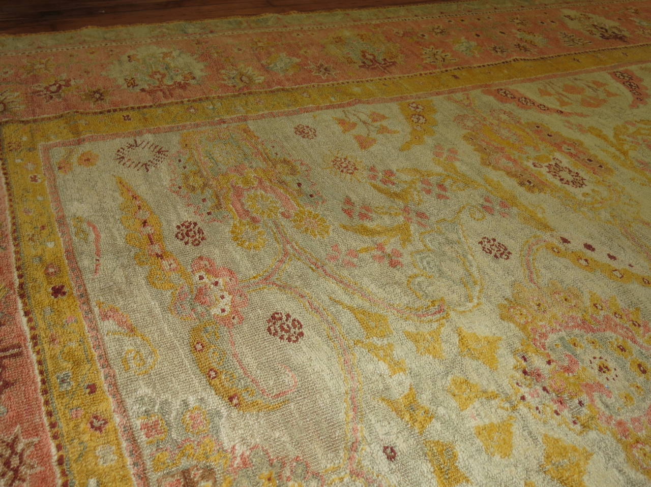 Antique Turkish Angora Oushak Rug 1