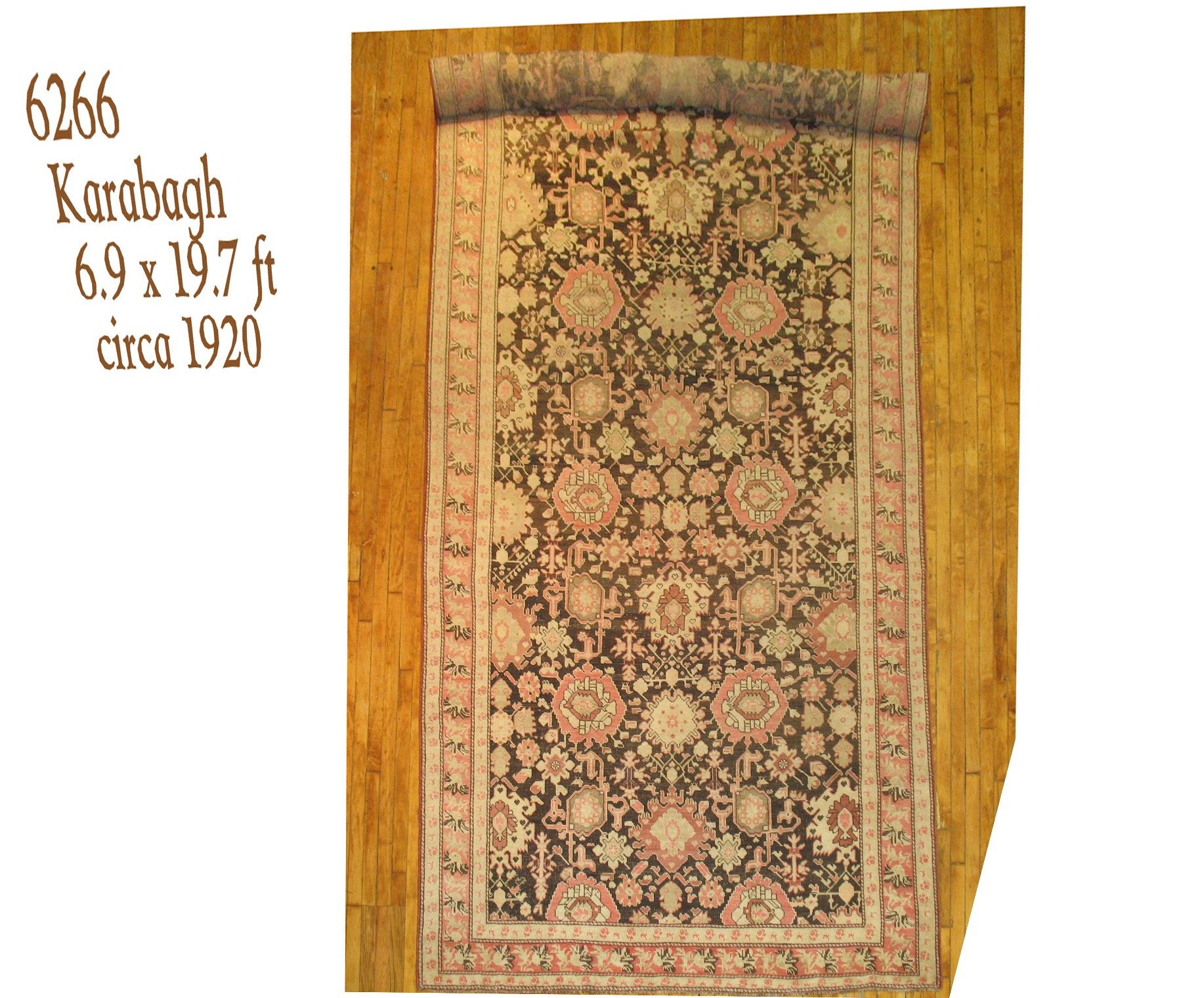 Chesterfield Brown Field Karabagh Corridor Gallery Size Rug For Sale