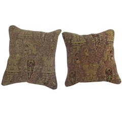 Pair of Indian Amritsar Rug pillows