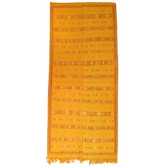 Bright Yellow Vintage Moroccan Flat-Weave Kilim