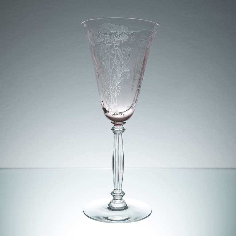 pink depression glass goblets