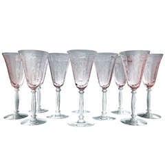 Set of 10 Pink Depression Era Goblets