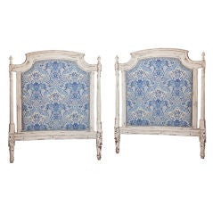 Pair of French Louis XVI Style Upholstered Twin Headboards