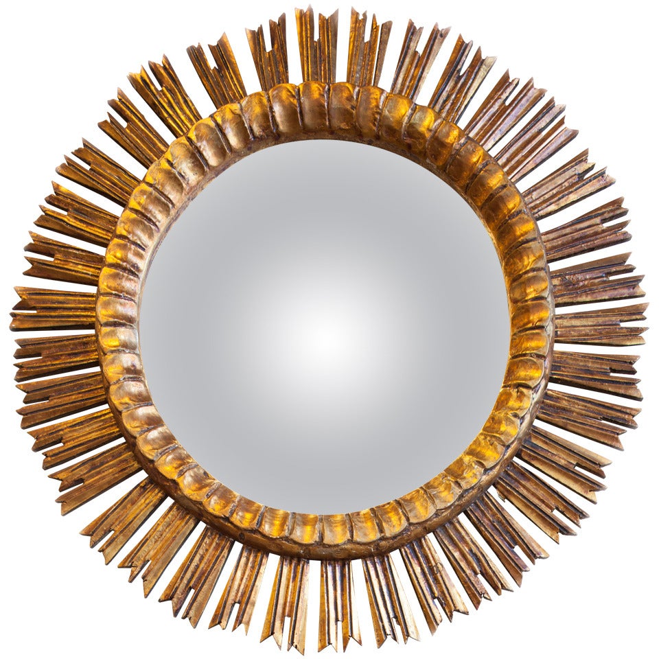 French Gold Gilt Sun Mirror For Sale