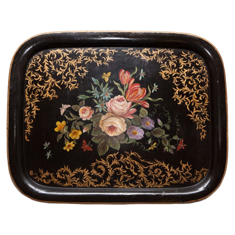 Restored Hand Painted French Tole Tray
Flowers and Butterflies