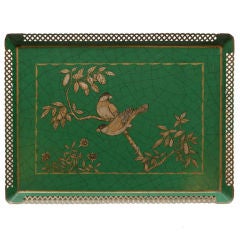 French Rectangular Tole Tray with Bird Design