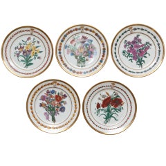 Five Hand Painted French Porcelain Plates