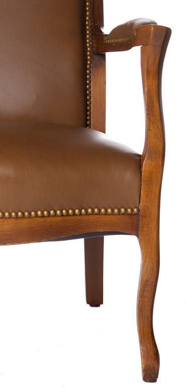 French Voltaire Chair with Edelman Leather Upholstery