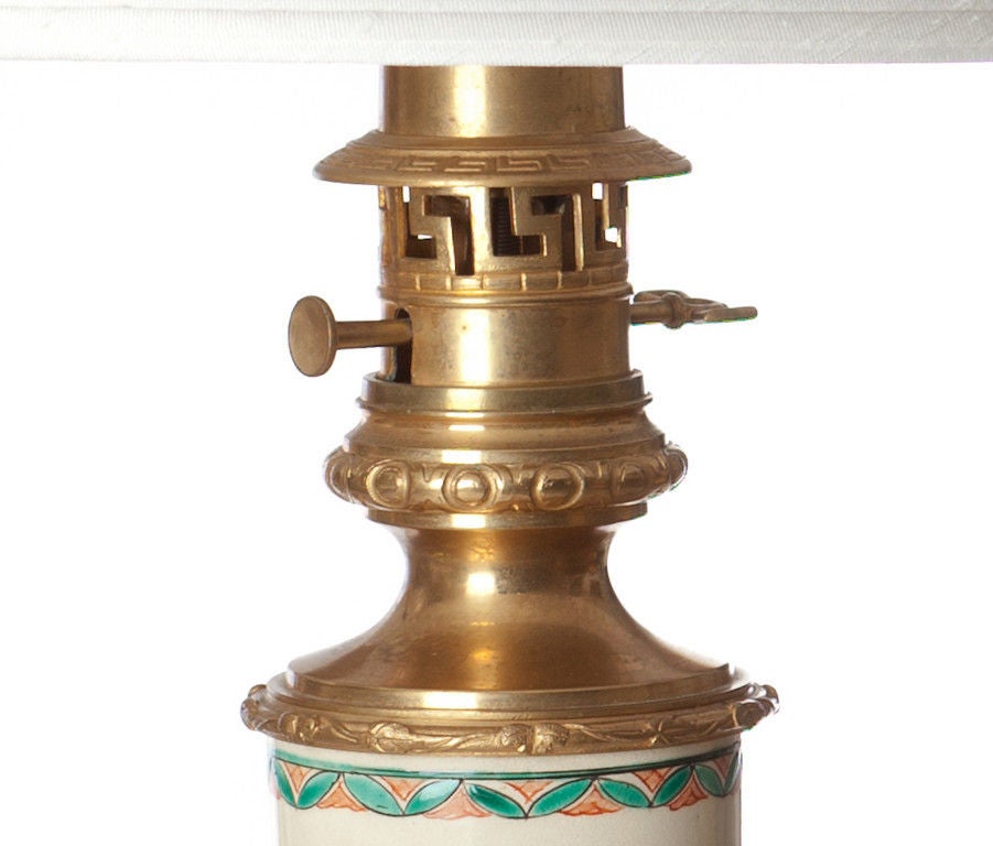 Pair of French Porcelain Pottery Lamps