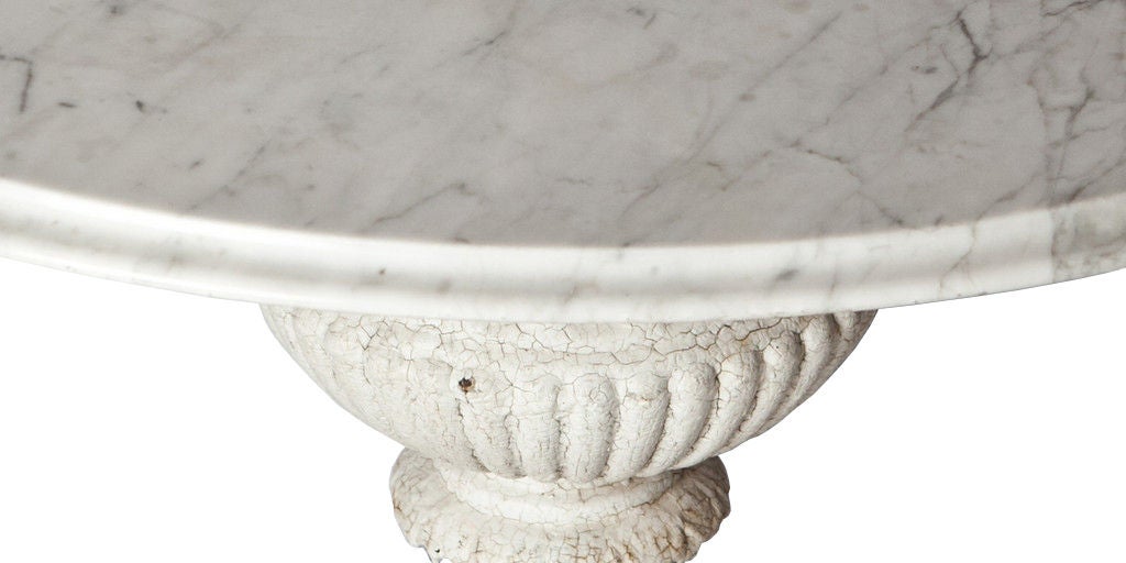 19th Century French Marble and Iron Garden Table For Sale