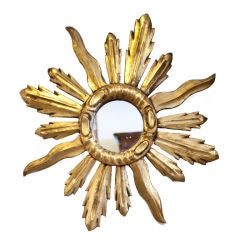 Petite Early 20th Century Gold Gilt Sunburst Mirror