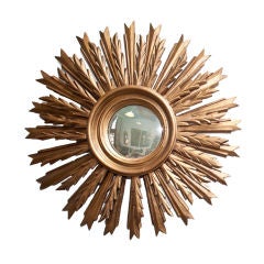 19th Century Bombe Gold Gilt Sunburst Mirror