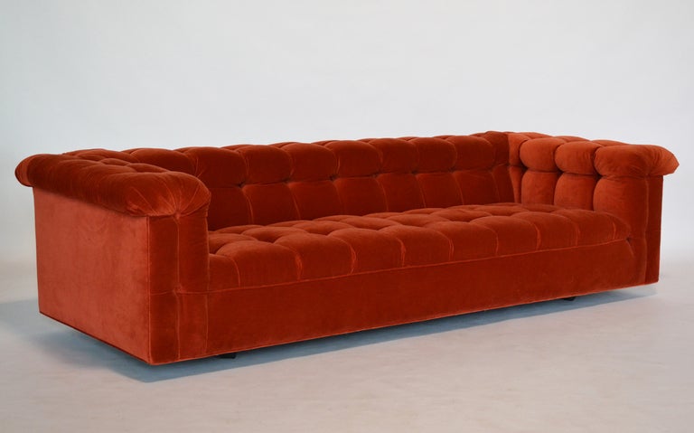 American Edward Wormley model 5407 sofa by Dunbar in Jack Lenor Larsen