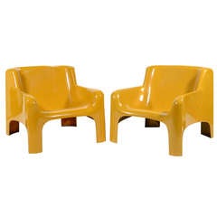 Vintage Pair of Carlo Bartoli "Gaia" lounge chairs by Arflex