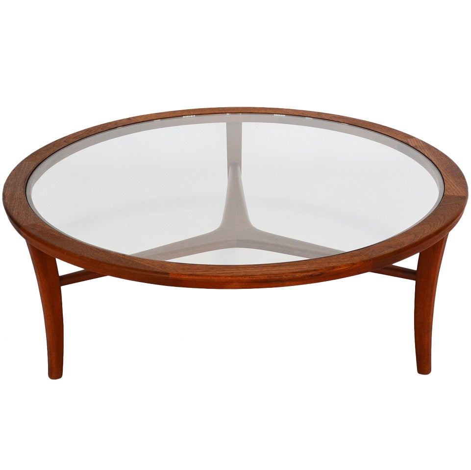 Danish Coffee Table In Teak With Glass Top For Sale at 1stdibs