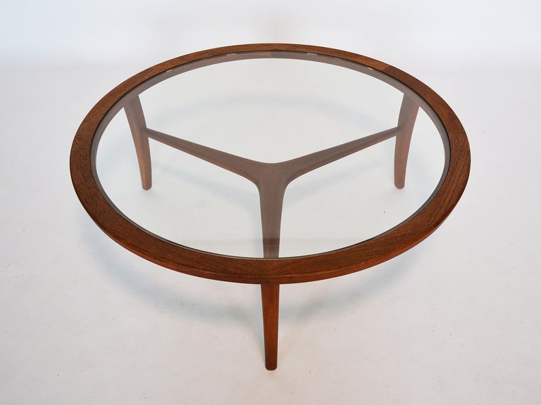 Mid-Century Modern Danish Coffee Table In Teak With Glass Top