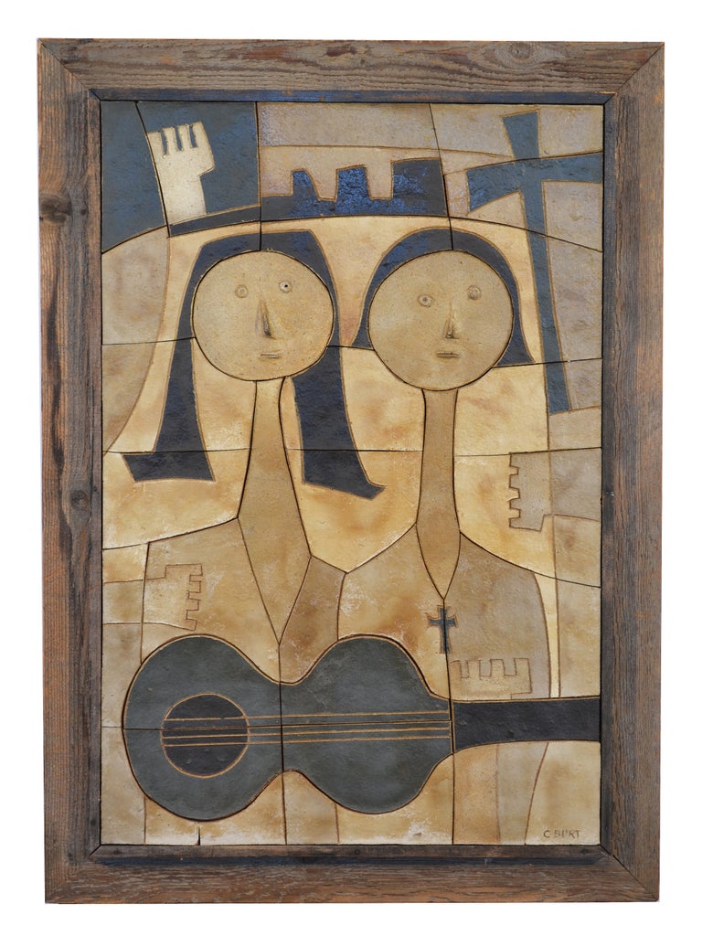 Ceramic Wall Relief by Clyde Burt For Sale