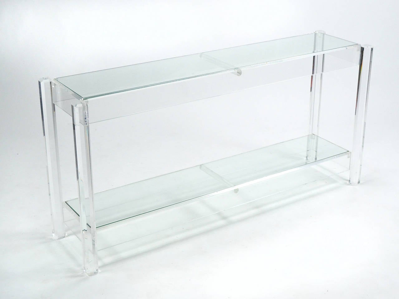 Lucite and Glass Console Table In Good Condition In Highland, IN
