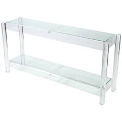 Lucite and Glass Console Table