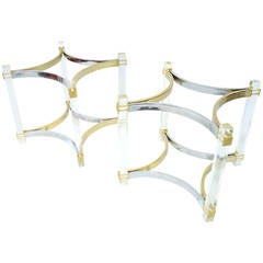 Alessandro Albrizzi Dining Table Bases in Lucite, Brass, and Chrome