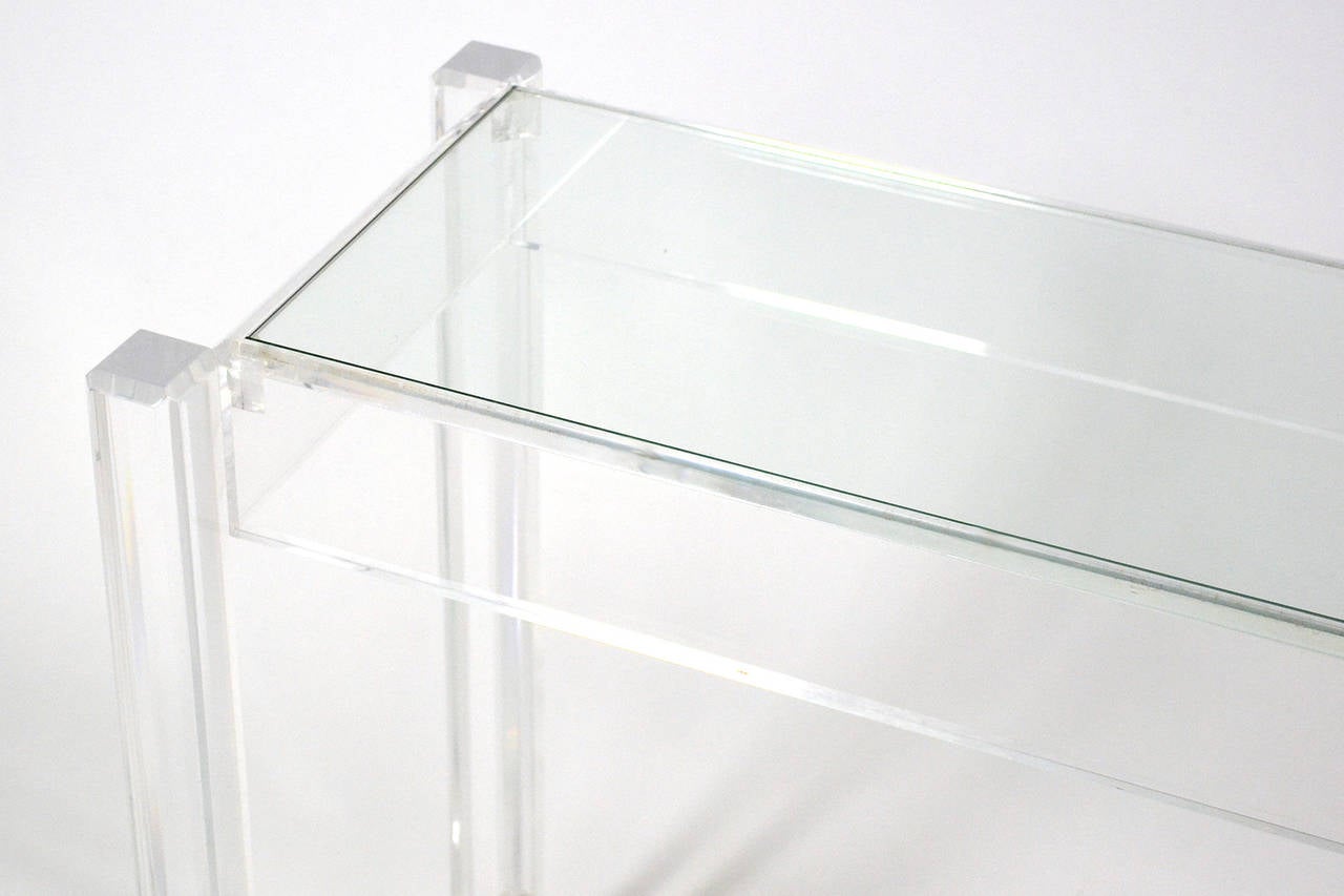 Lucite and Glass Console Table 4
