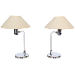 Pair Of Lucite And Chrome Table Lamps