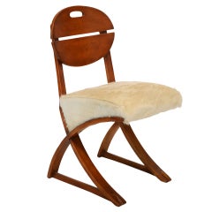 Unique Studio Craft Chair In Bent Wood And Hairy Hide
