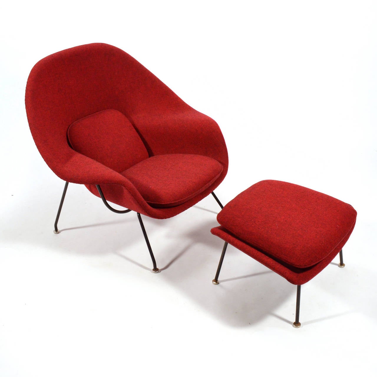 Steel Eero Saarinen Womb Chair and Ottoman Upholstered in Alexander Girard Fabric