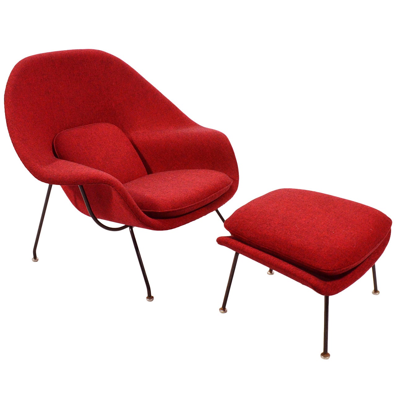 Eero Saarinen Womb Chair and Ottoman Upholstered in Alexander Girard Fabric