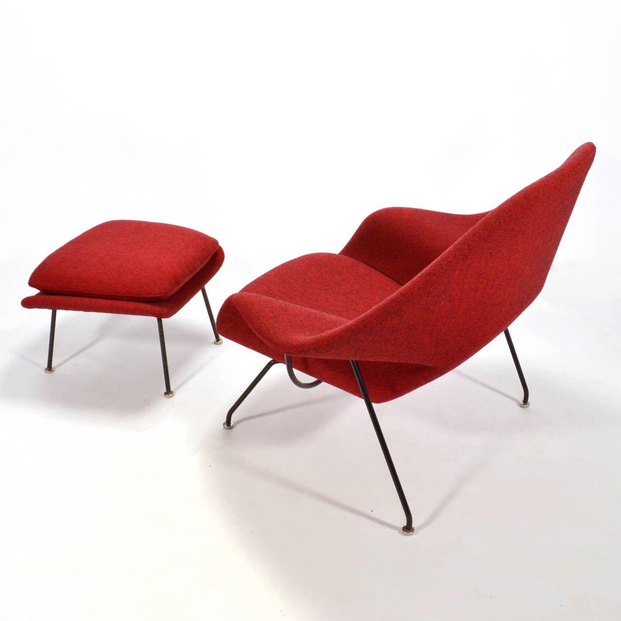 Eero Saarinen Womb Chair and Ottoman Upholstered in Alexander Girard Fabric 1