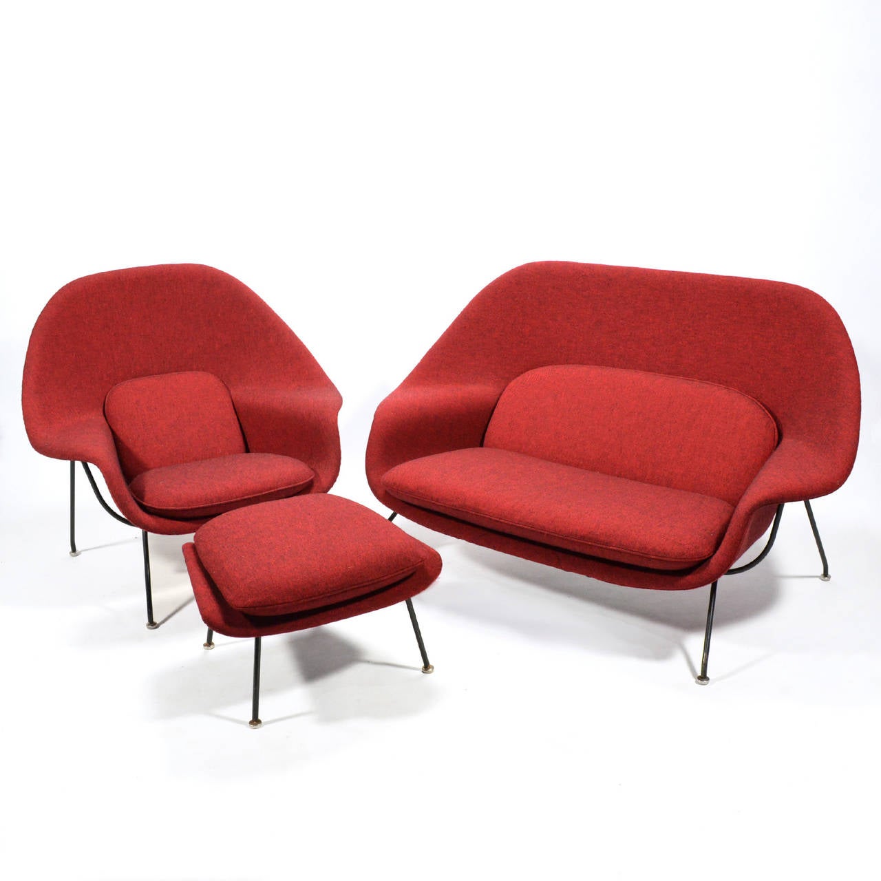 Eero Saarinen Womb Chair and Ottoman Upholstered in Alexander Girard Fabric 3