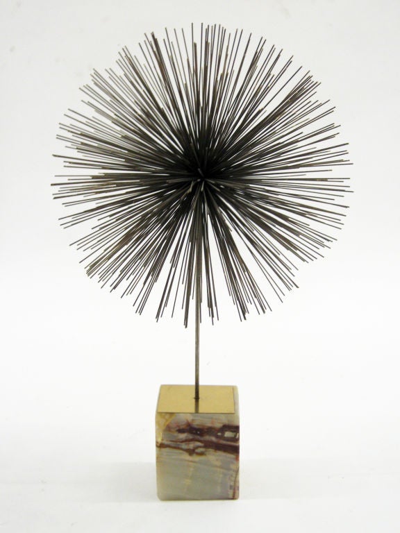 Late 20th Century Jere dandelion burst sculpture with onyx base