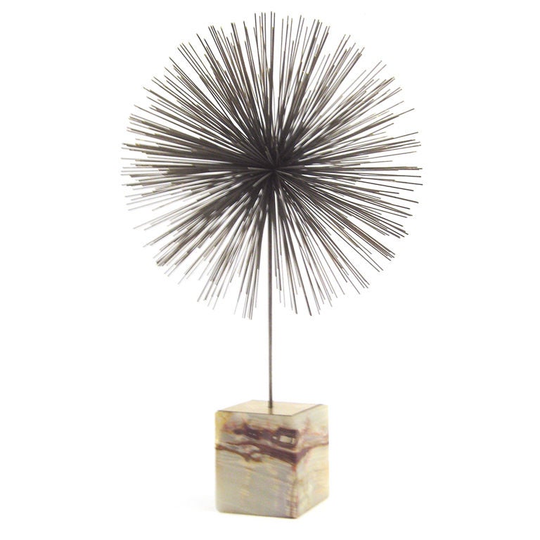 Jere dandelion burst sculpture with onyx base