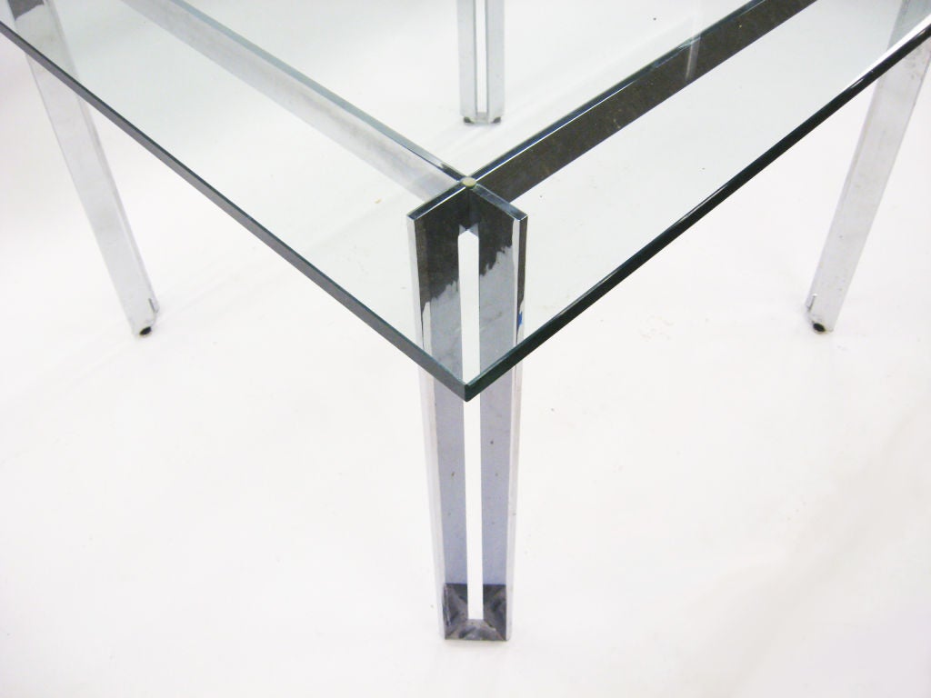 American Chome and glass dining table by James Howell for Tri-Mark