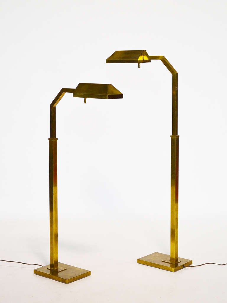 Late 20th Century Pair of brass Chapman adjustable reading lamps
