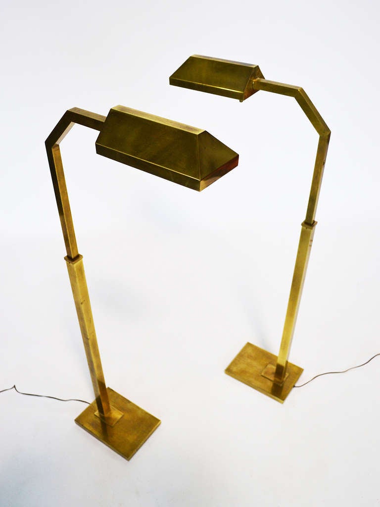 Brass Pair of brass Chapman adjustable reading lamps