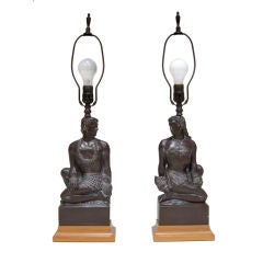 Retro Pair of Hawaiian figural lamps