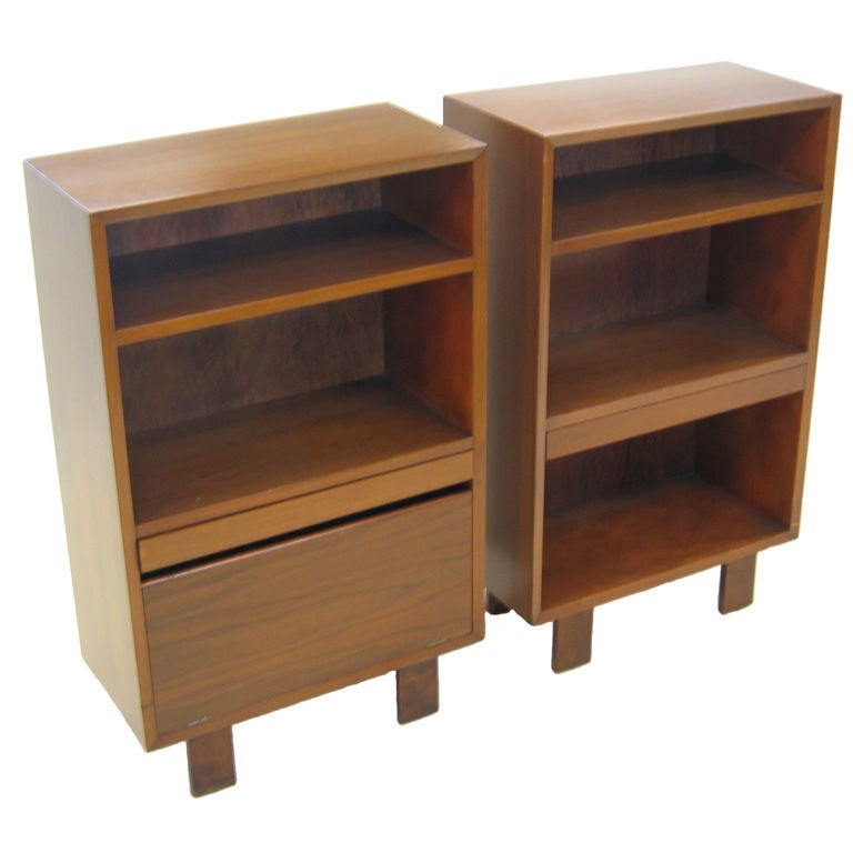 George Nelson walnut nightstands by Herman Miller