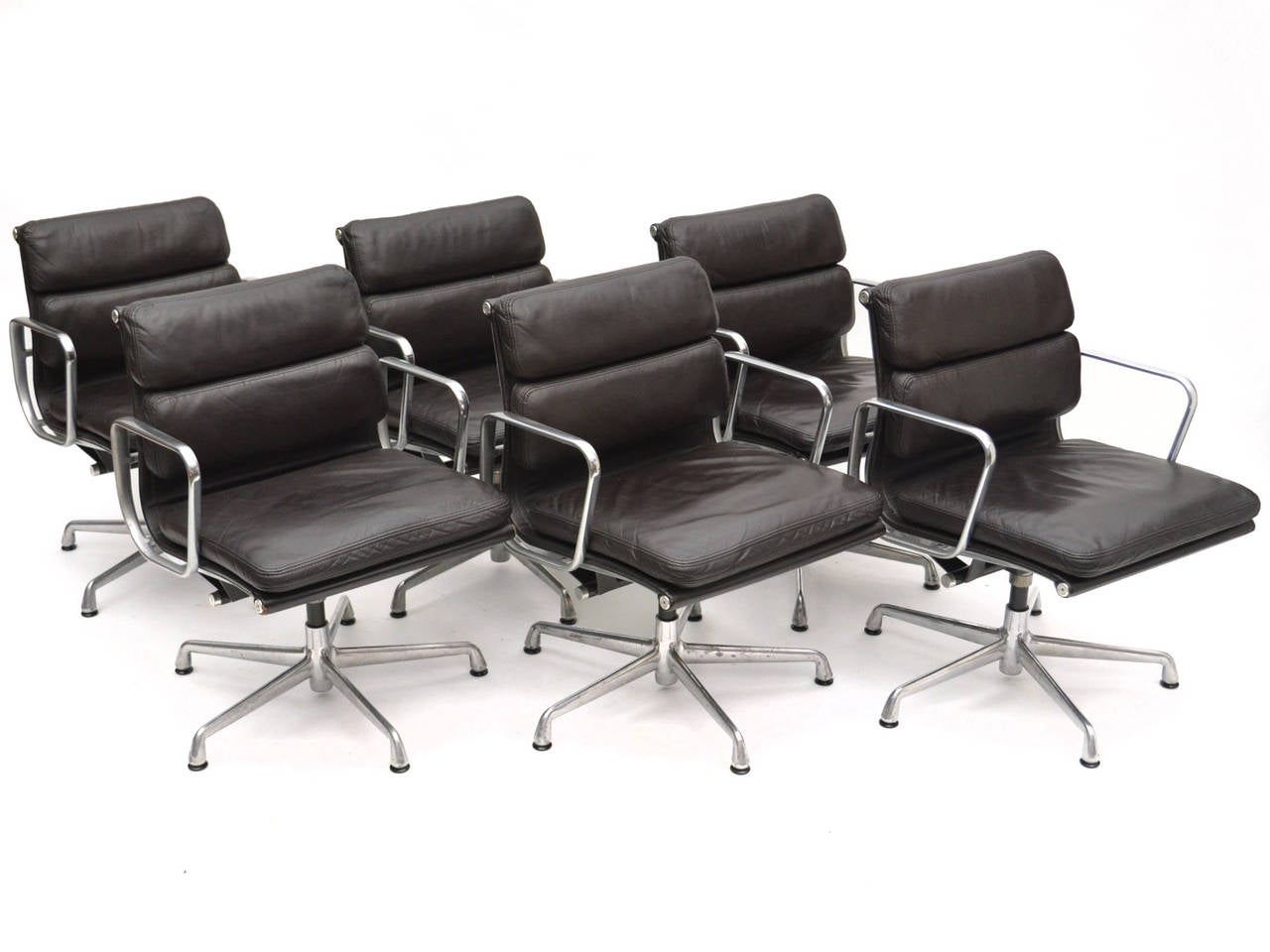 Charles and Ray Eames Set of Six Soft Pad Chairs by Herman Miller 3