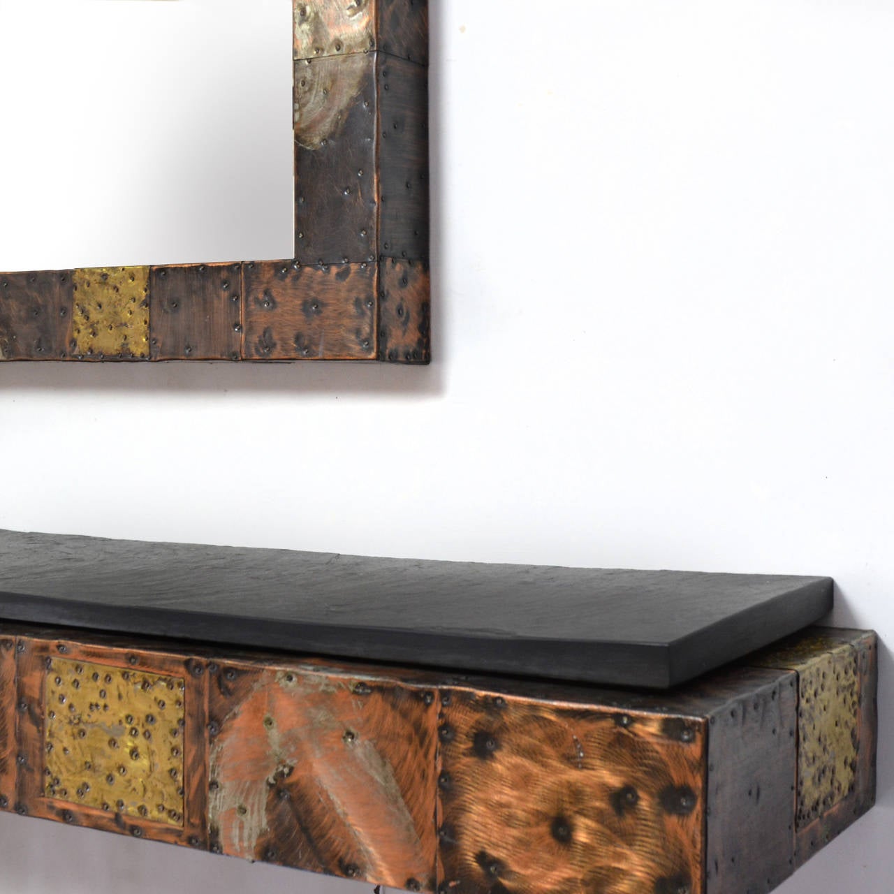 Paul Evans Patchwork Mirror and Wall-Mounted Console 1