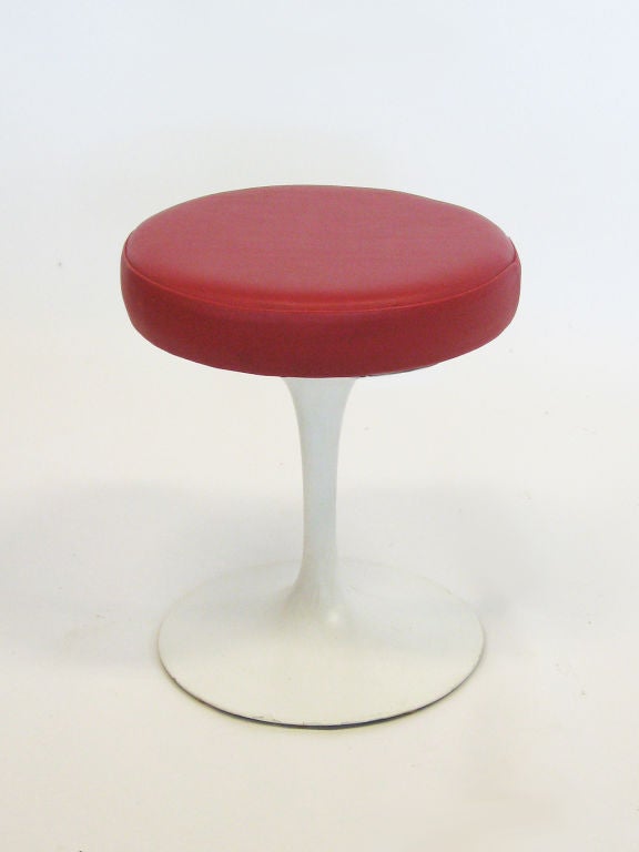 American Saarinen tulip stool in red leather by Knoll
